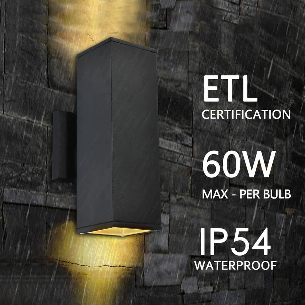 Best deal ๐ Deals ๐งจ 2-Light Matte Black Square Aluminum Outdoor Wall Lantern Sconce by RRTYO ๐ฅ ๐ - Image 4