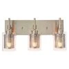 Wholesale ⌛ Coupon 🔥 Clyburn 19.3 in. 3-Light Nickel Vanity Light with Cylinder Clear Glass Shade by RRTYO 🥰 ✔️