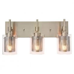 Wholesale โ Coupon ๐ฅ Clyburn 19.3 in. 3-Light Nickel Vanity Light with Cylinder Clear Glass Shade by RRTYO ๐ฅฐ โ๏ธ