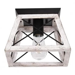 Promo 🌟 Best Sale 😉 Alsfeld 10 in. 1-Light Farmhouse Industrial Off-white Lantern Flush Mount Fixture by RRTYO ⭐ 🌟