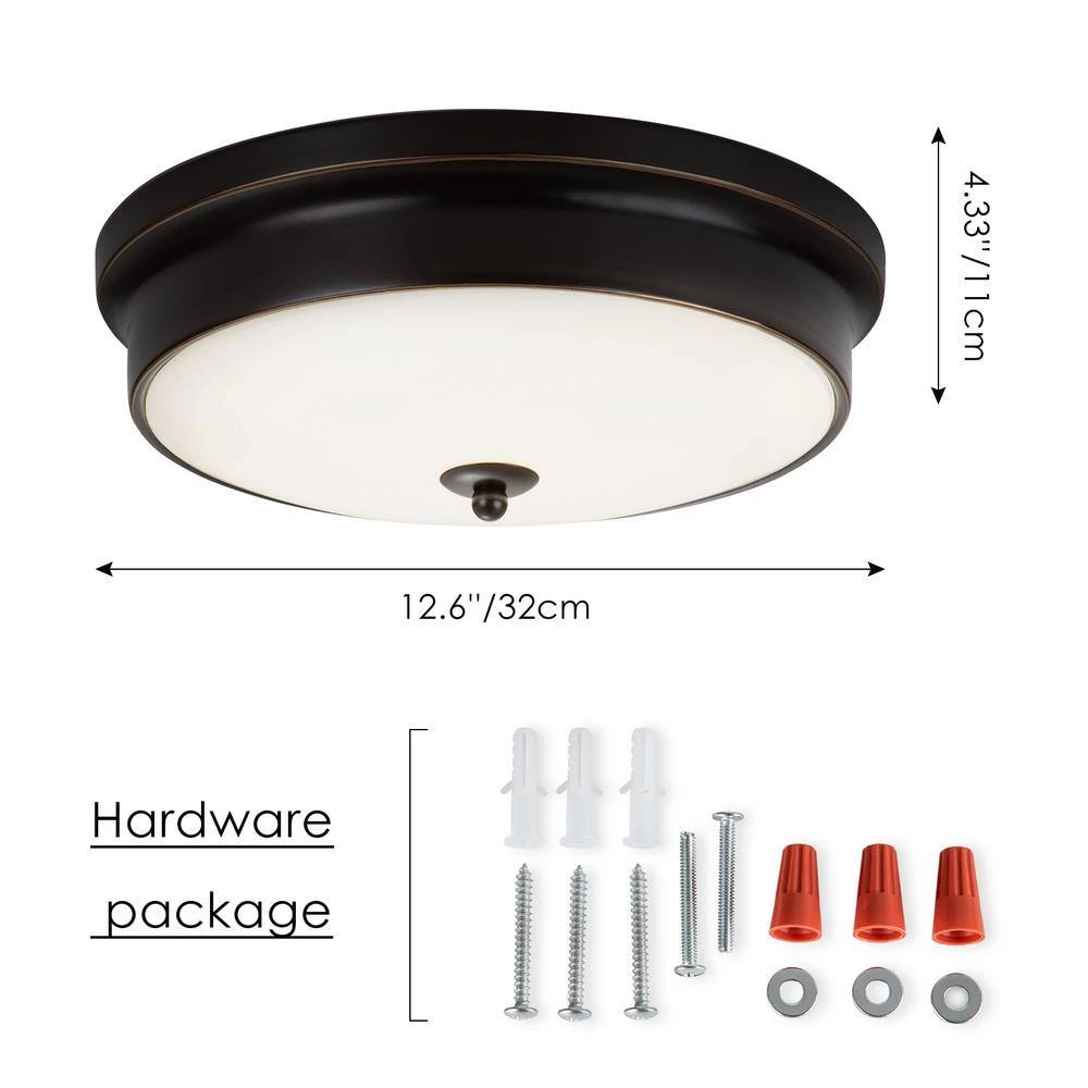 Promo ✨ Best Pirce 🎁 Davyn 12.6 in. 1-Light Oil Rubbed Bronze Round Selectable LED Flush Mount by RRTYO 😍 ✔️ - Image 3