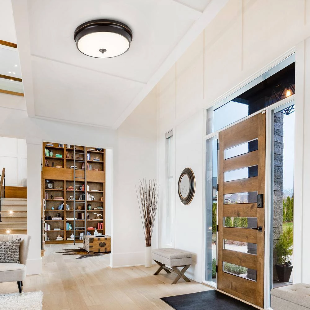 Promo ✨ Best Pirce 🎁 Davyn 12.6 in. 1-Light Oil Rubbed Bronze Round Selectable LED Flush Mount by RRTYO 😍 ✔️ - Image 7