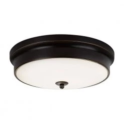 Promo ✨ Best Pirce 🎁 Davyn 12.6 in. 1-Light Oil Rubbed Bronze Round Selectable LED Flush Mount by RRTYO 😍 ✔️