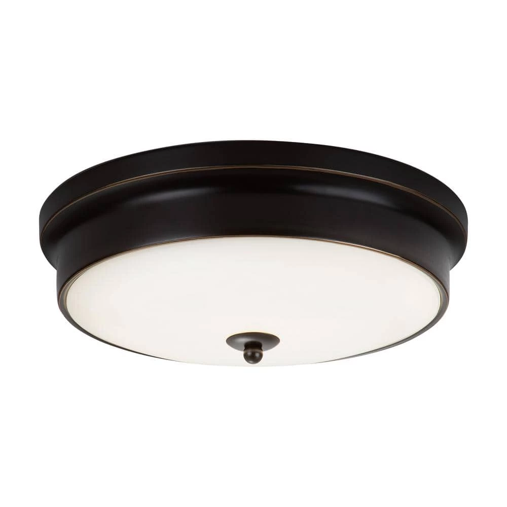 Promo ✨ Best Pirce 🎁 Davyn 12.6 in. 1-Light Oil Rubbed Bronze Round Selectable LED Flush Mount by RRTYO 😍 ✔️