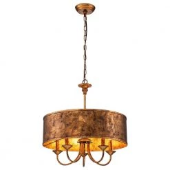 Budget 🥰 Coupon 😉 Aquin 5-Light Rust Drum Chandelier with Metal Shade by RRTYO 🛒 🔔