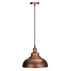 Promo ๐ฅ Coupon ๐คฉ 11.4 in. Dia 1-Light Rustic Copper Vintage Pendant Light with Metal Dome Shade by LamQee ๐งจ โค๏ธ