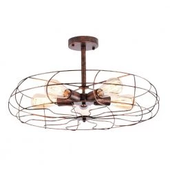 Brand new ๐ Flash Sale โ๏ธ Minorca 21.7 in. 5-Light Rusty Modern Industrial Sputnik Semi-Flush Ceiling Light by RRTYO ๐ ๐