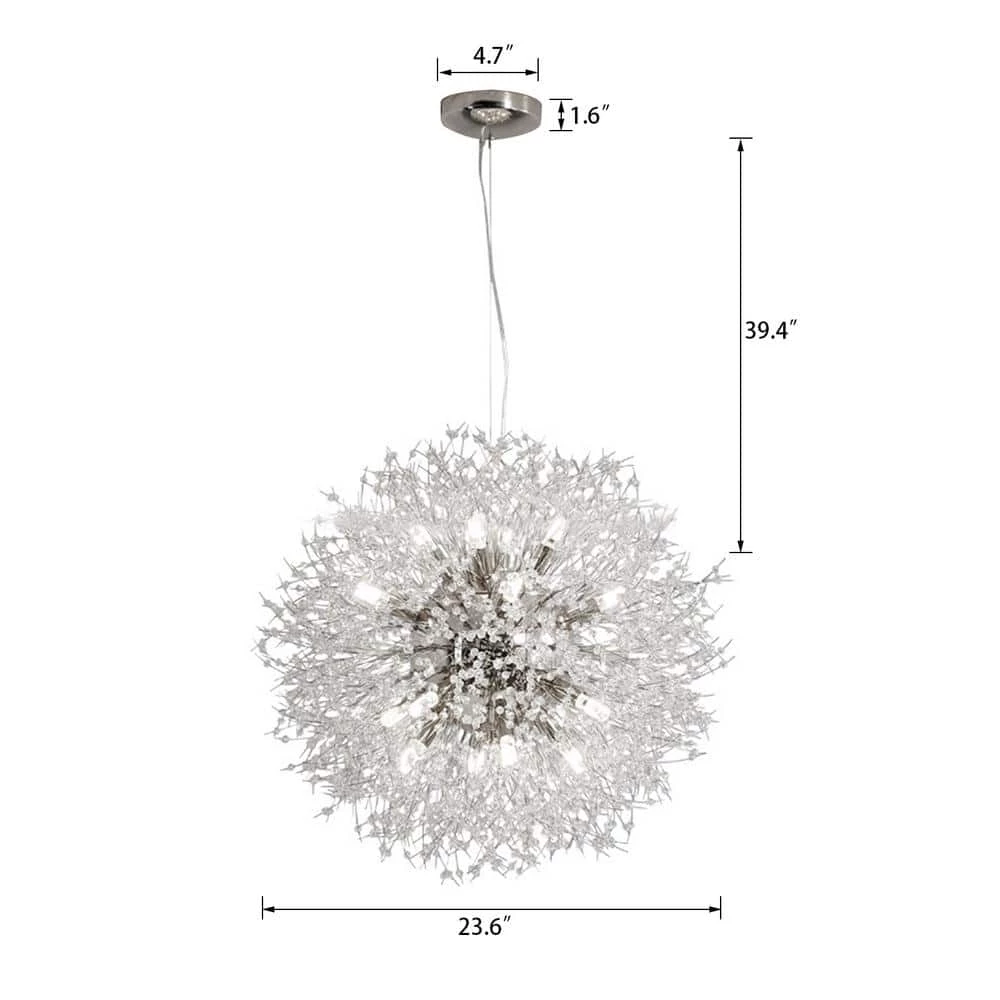 Deals ๐ฅฐ Coupon ๐คฉ 16-Light 23.5 in. Dia Silver Dandelion Firework Chandelier Crystal Starburst Pendant Light by LamQee ๐ ๐ฅ - Image 4