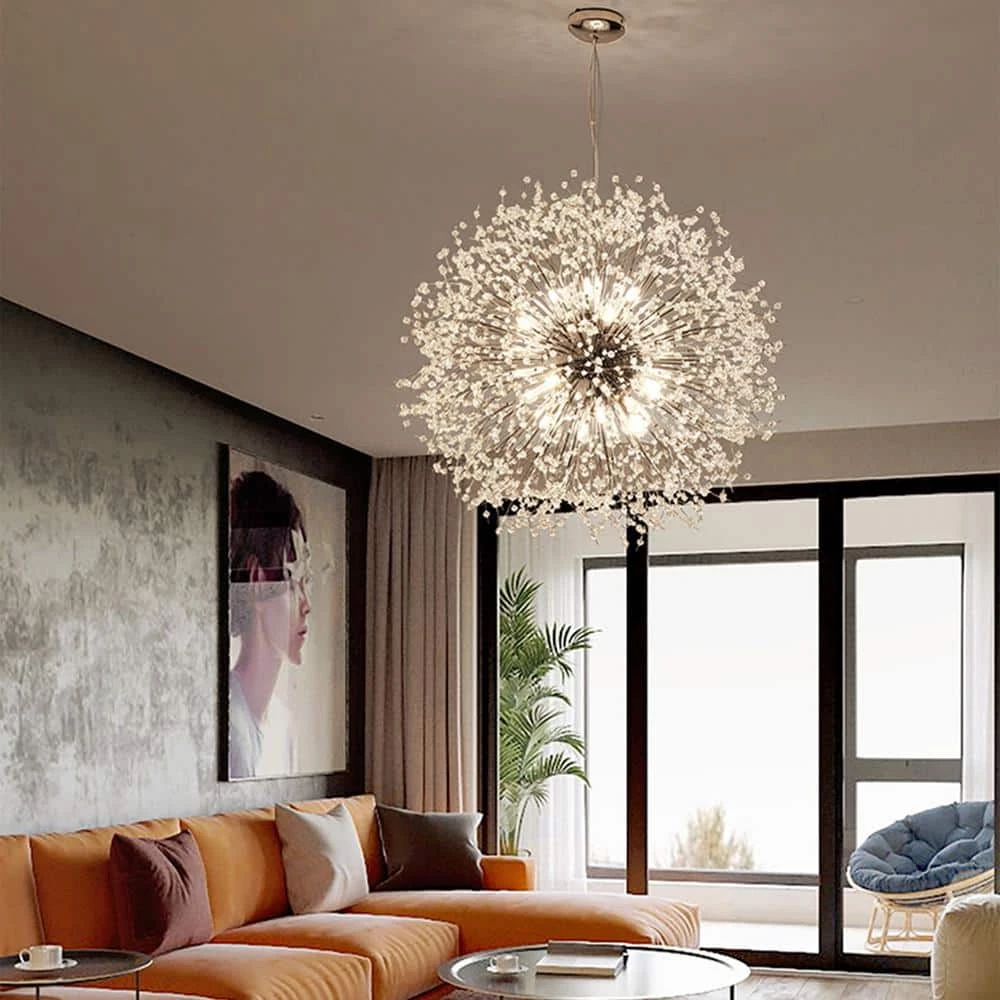 Deals ๐ฅฐ Coupon ๐คฉ 16-Light 23.5 in. Dia Silver Dandelion Firework Chandelier Crystal Starburst Pendant Light by LamQee ๐ ๐ฅ - Image 7