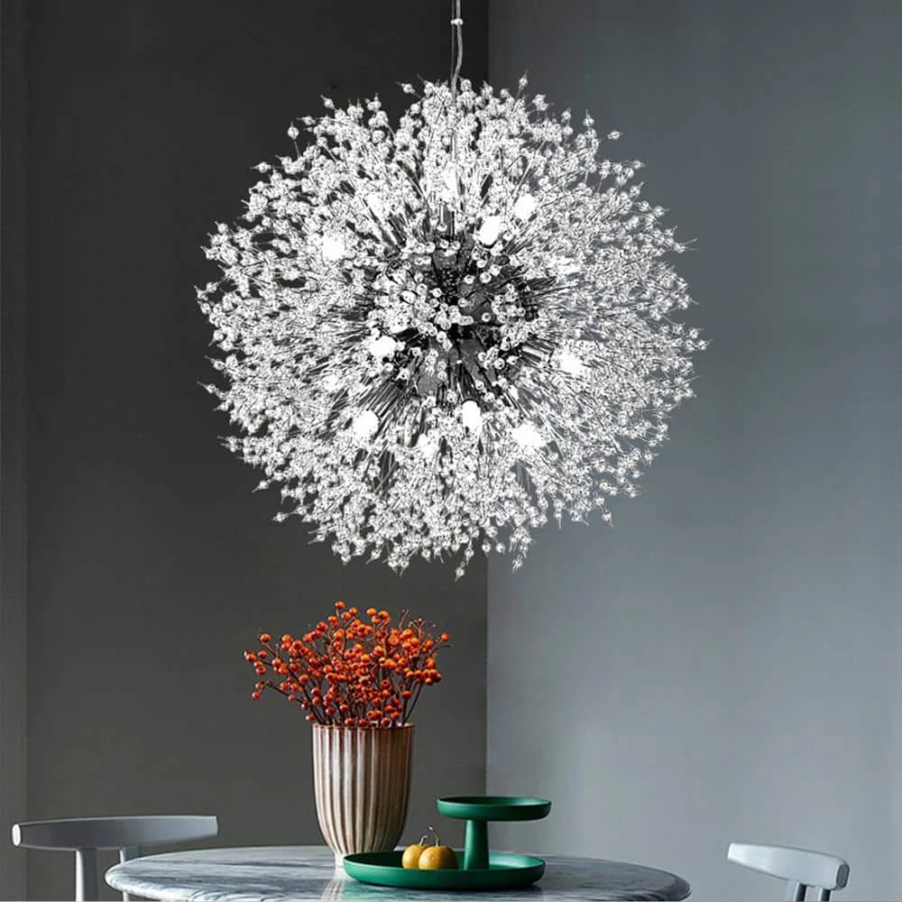 Deals ๐ฅฐ Coupon ๐คฉ 16-Light 23.5 in. Dia Silver Dandelion Firework Chandelier Crystal Starburst Pendant Light by LamQee ๐ ๐ฅ