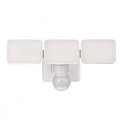 Hot Sale 💯 Hot Sale 🔥 240° White Motion Activated Outdoor 3-Head 3000 Lumen Integrated LED Flood Light with Multi-Power Source Technology by Defiant 🛒 💯