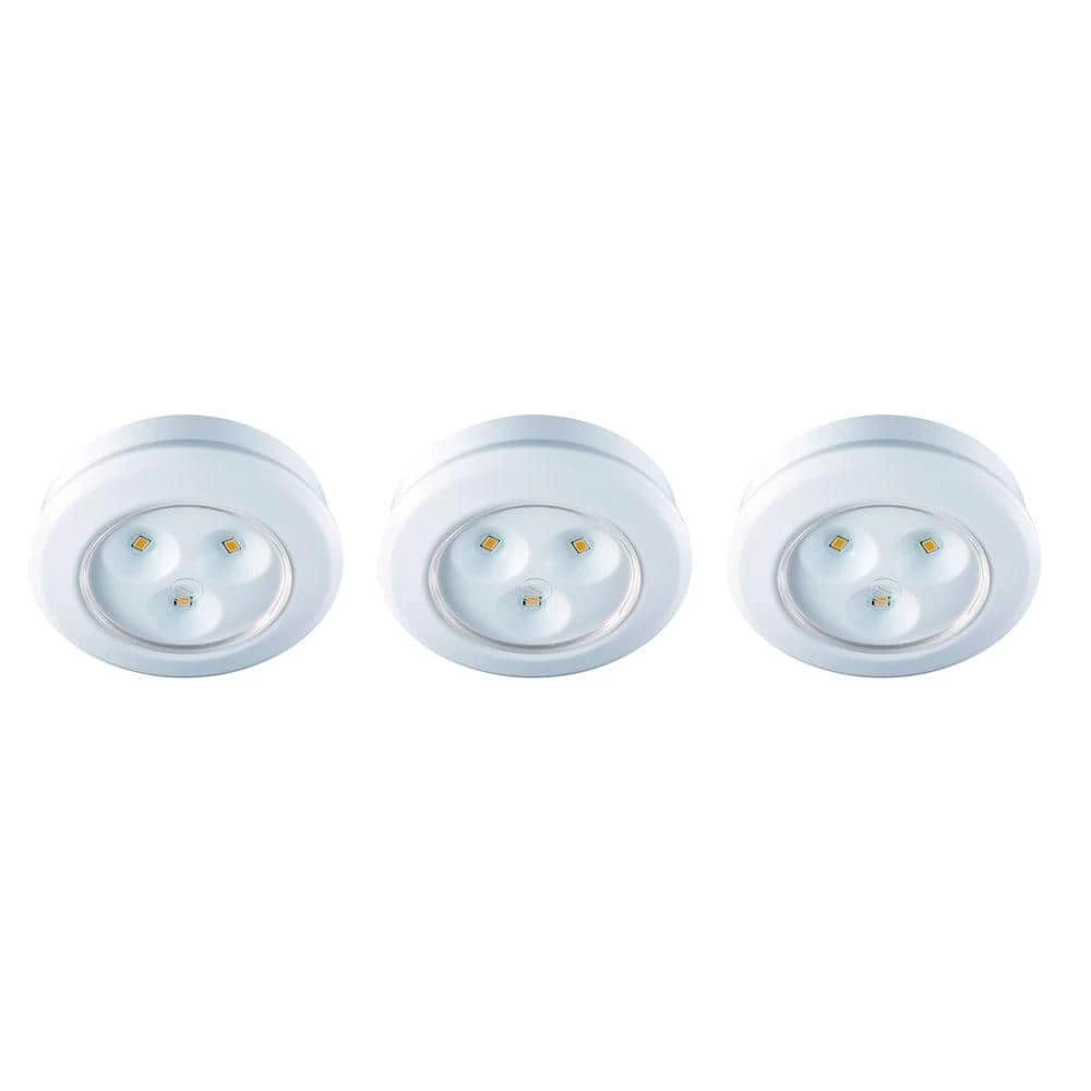 Outlet ❤️ Brand new 🔥 Battery Operated 2.99 in. LED White Puck Light (3-Pack) by Defiant 👏 🔔