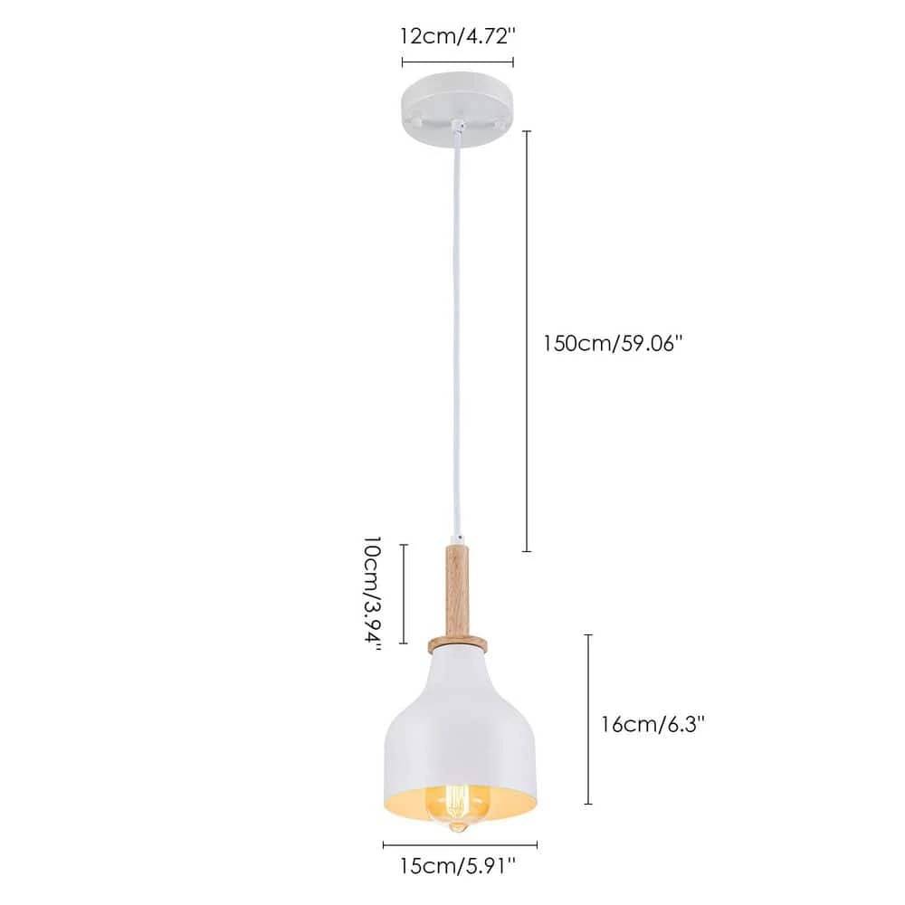New 🌟 Top 10 👍 Cortasia 1-Light White Wooden Cone Island Pendant Light with Metal Shade by RRTYO ❤️ 🎉 - Image 3