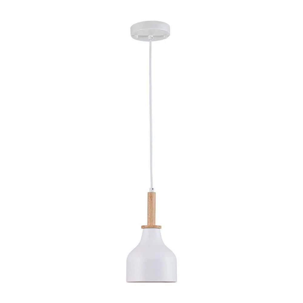 New 🌟 Top 10 👍 Cortasia 1-Light White Wooden Cone Island Pendant Light with Metal Shade by RRTYO ❤️ 🎉