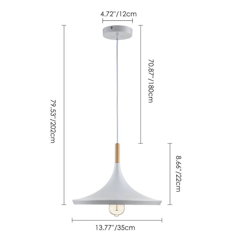 Coupon ๐คฉ Discount โจ Cortasia 1-Light White Hat Pendant Light with Wooden Shade by RRTYO ๐ ๐ - Image 3