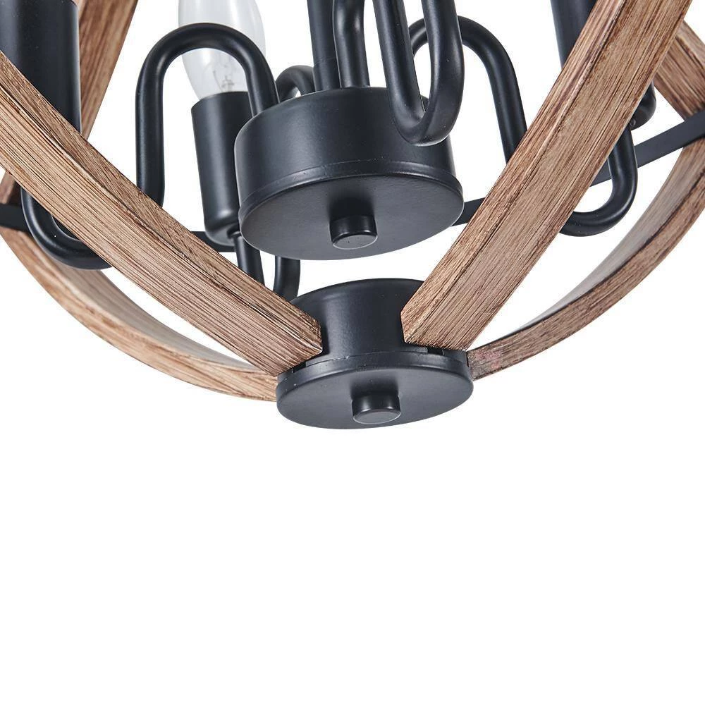 Brand new 💯 Brand new 🔥 Ableton 4-Light Wood Grain Gourd Chandelier Farmhouse Kitchen Island Candle Dining Light Adjustable Chandelier by RRTYO ✔️ 👏 - Image 10