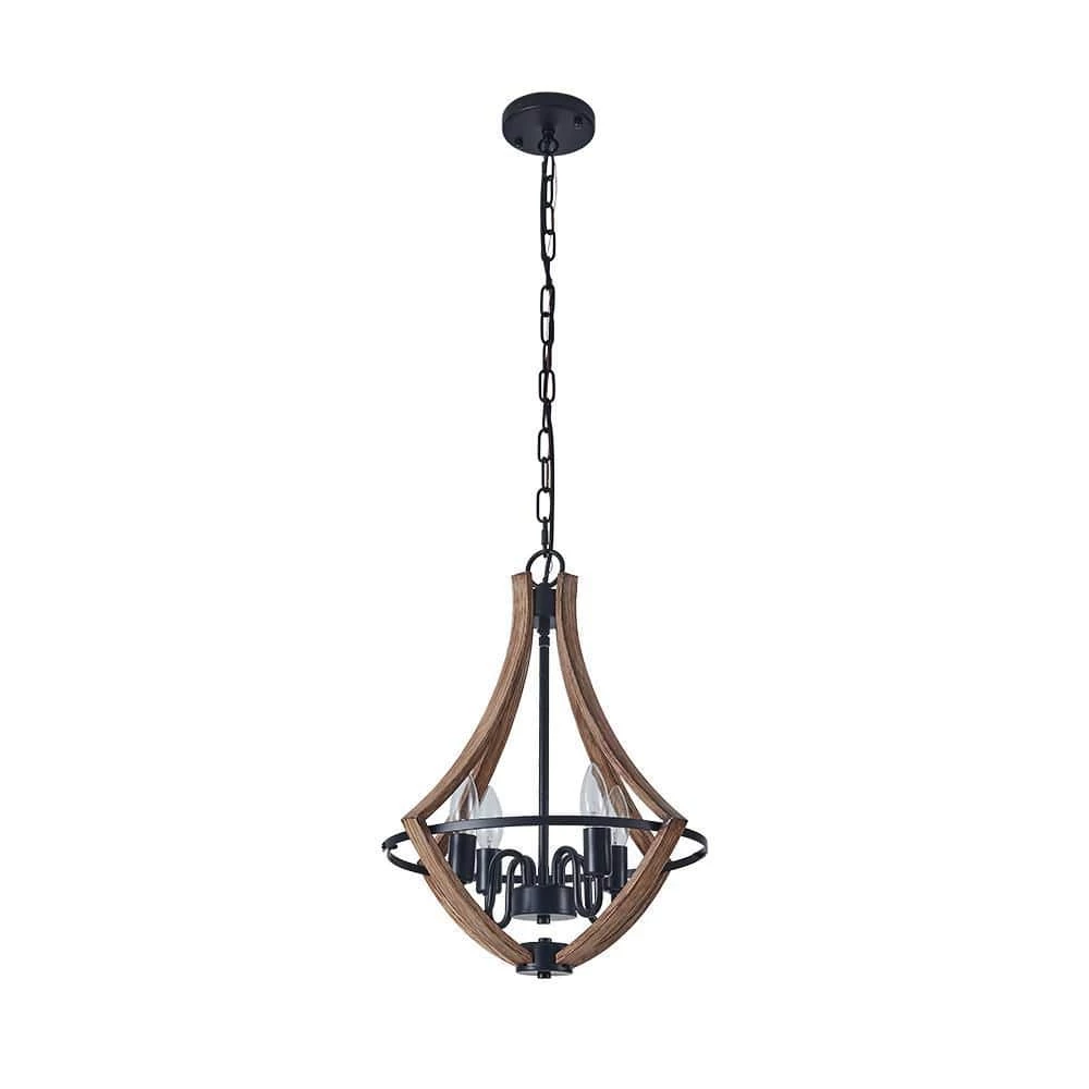 Brand new 💯 Brand new 🔥 Ableton 4-Light Wood Grain Gourd Chandelier Farmhouse Kitchen Island Candle Dining Light Adjustable Chandelier by RRTYO ✔️ 👏