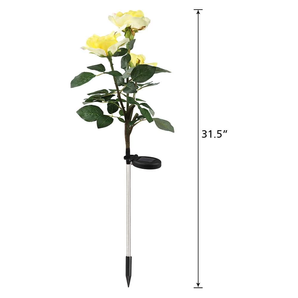 New ๐ฅฐ Wholesale ๐ฏ Outdoor Solar Yellow Rose Flower Light 3 Heads Rose Decorative Stake Garden Light for Backyard Decor by LamQee ๐ ๐ฏ - Image 4