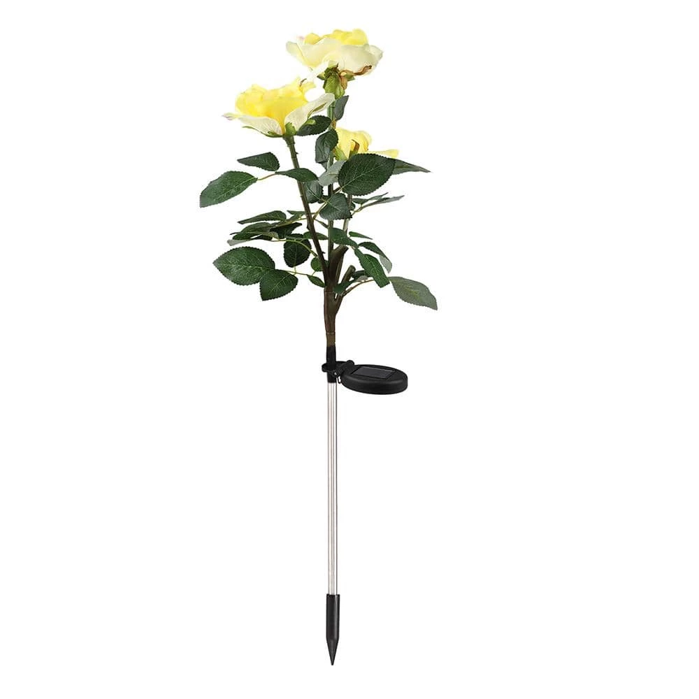 New ๐ฅฐ Wholesale ๐ฏ Outdoor Solar Yellow Rose Flower Light 3 Heads Rose Decorative Stake Garden Light for Backyard Decor by LamQee ๐ ๐ฏ - Image 5